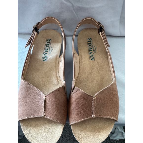 Stegmann Leather Slingback Comfort Sandals Brown Made in Portugal Size 7 - Picture 2 of 7